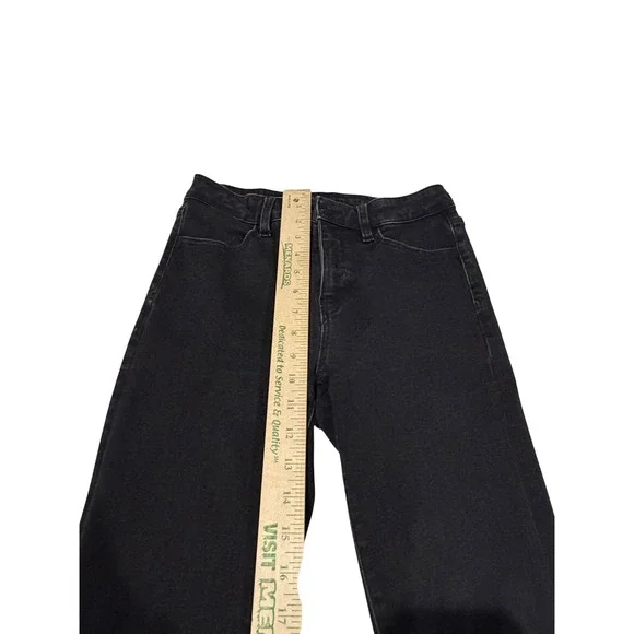 American Eagle The Dream Jean Super Skinny High Waisted Black Denim 6 Long - Picture 7 of 8